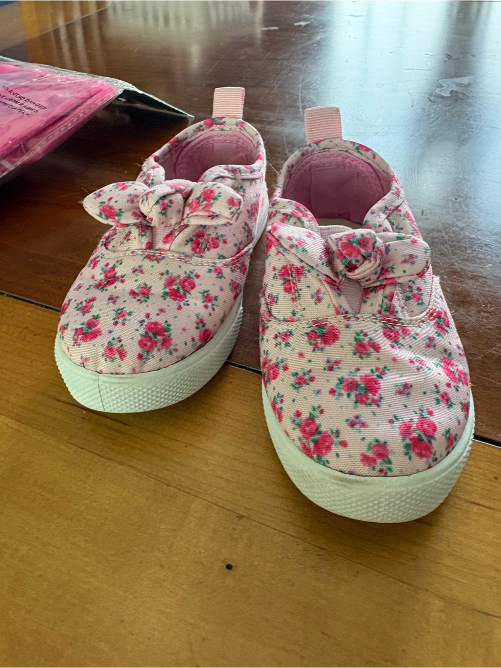 Laura Ashley Pink Floral Bow Slip-On Sneakers